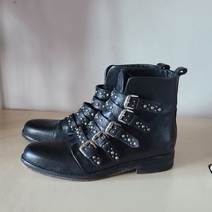 Maje studded Chelsea leather boots.